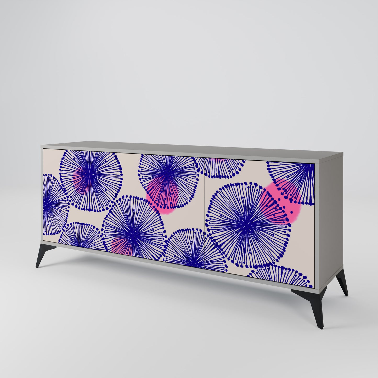 MAGIC NATURE 3-Door Sideboard in Grey Finish