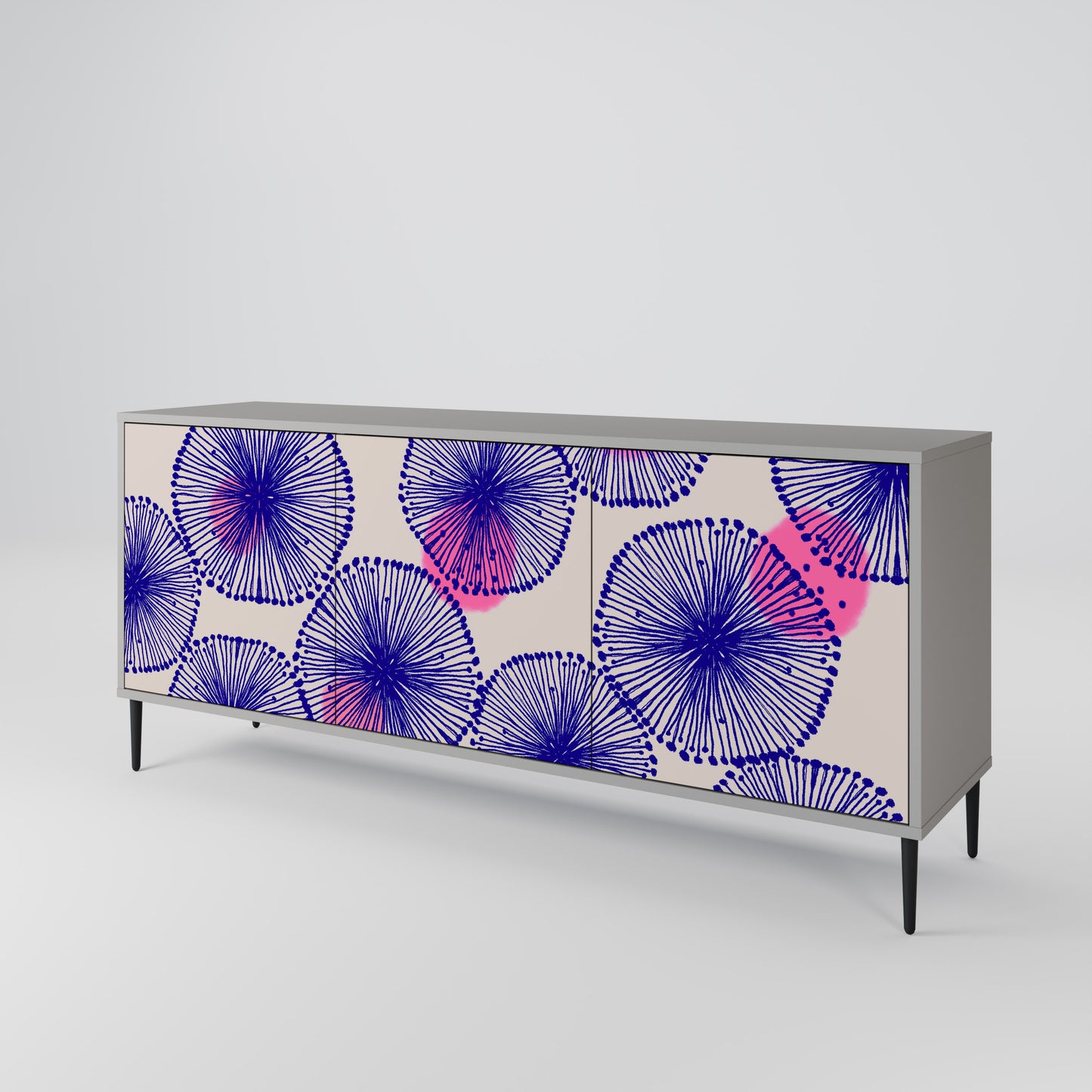 MAGIC NATURE 3-Door Sideboard in Grey Finish
