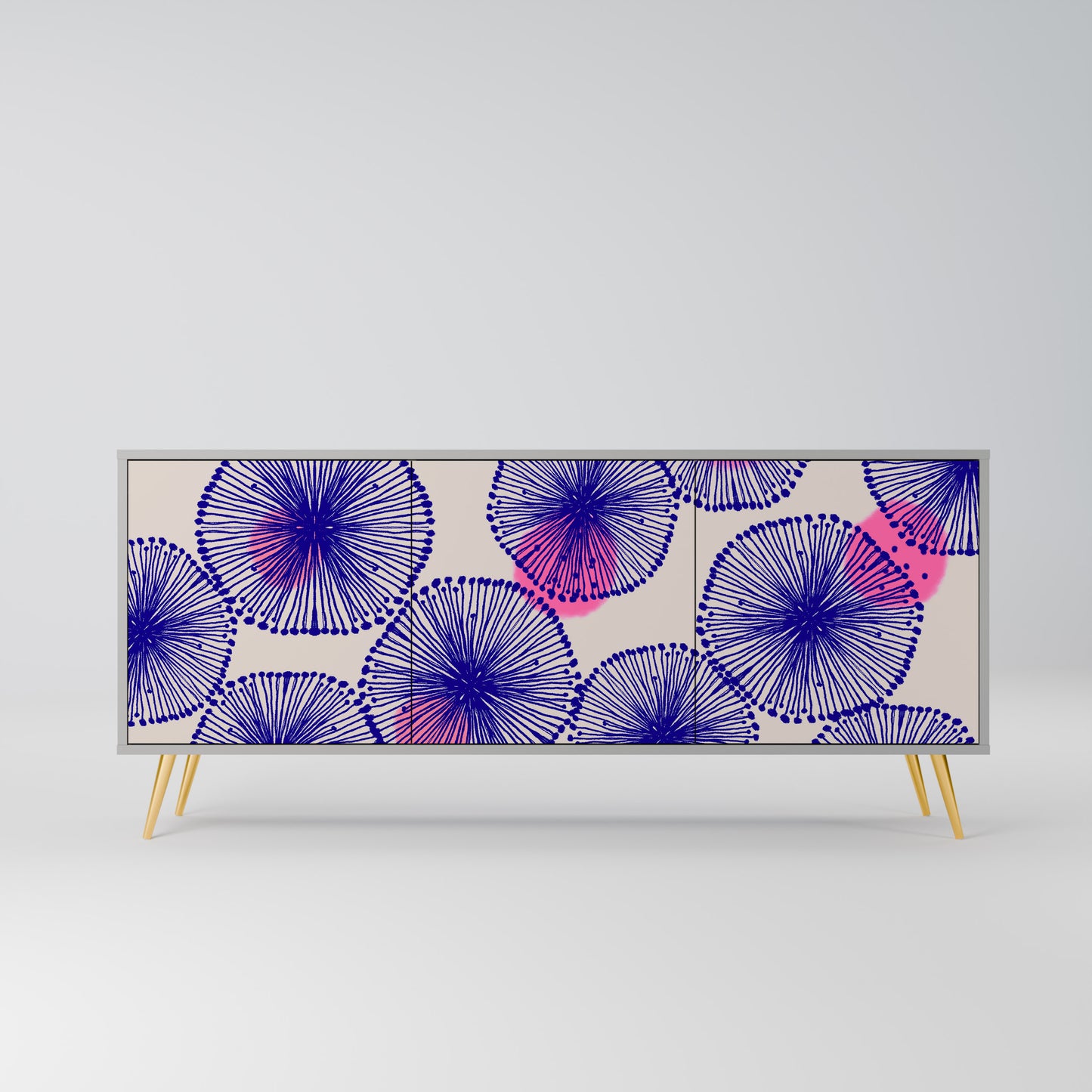MAGIC NATURE 3-Door Sideboard in Grey Finish