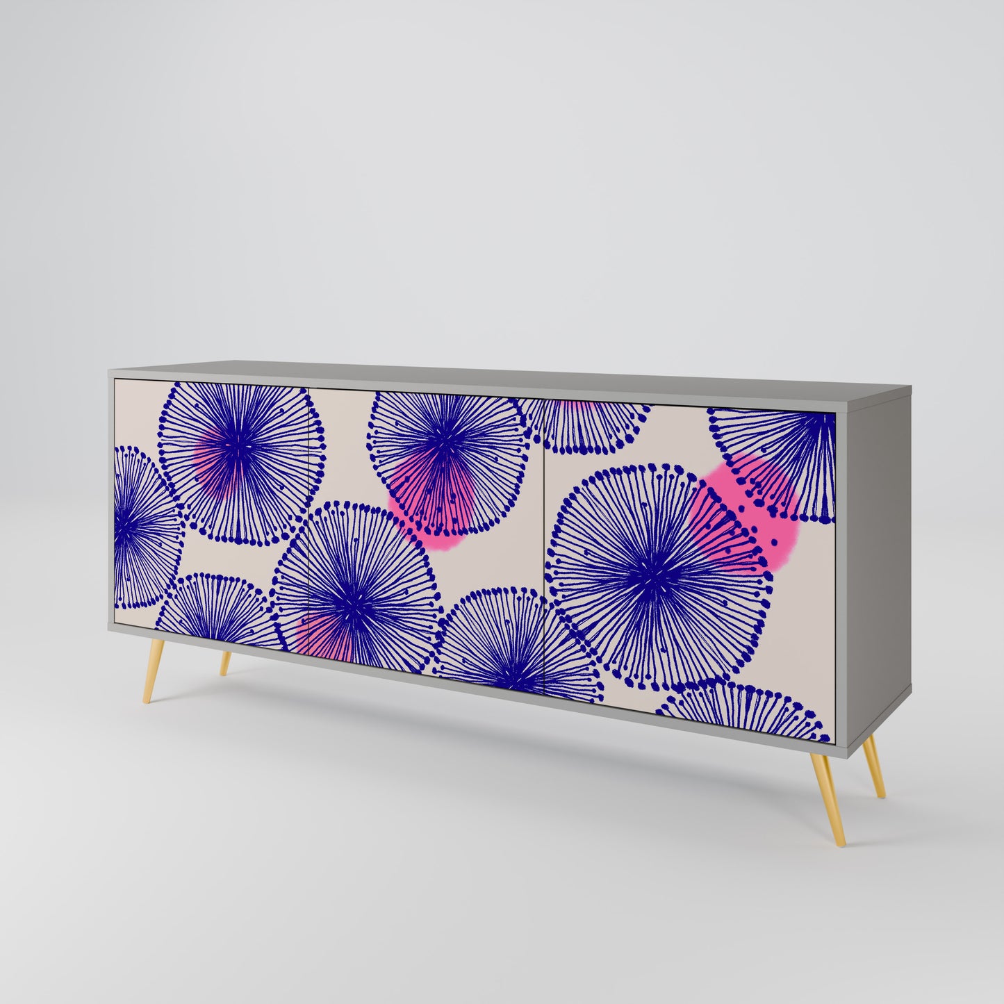MAGIC NATURE 3-Door Sideboard in Grey Finish