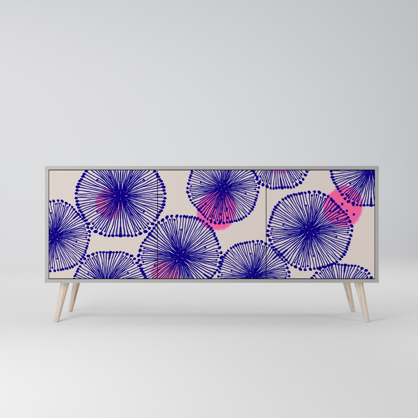 MAGIC NATURE 3-Door Sideboard in Grey Finish