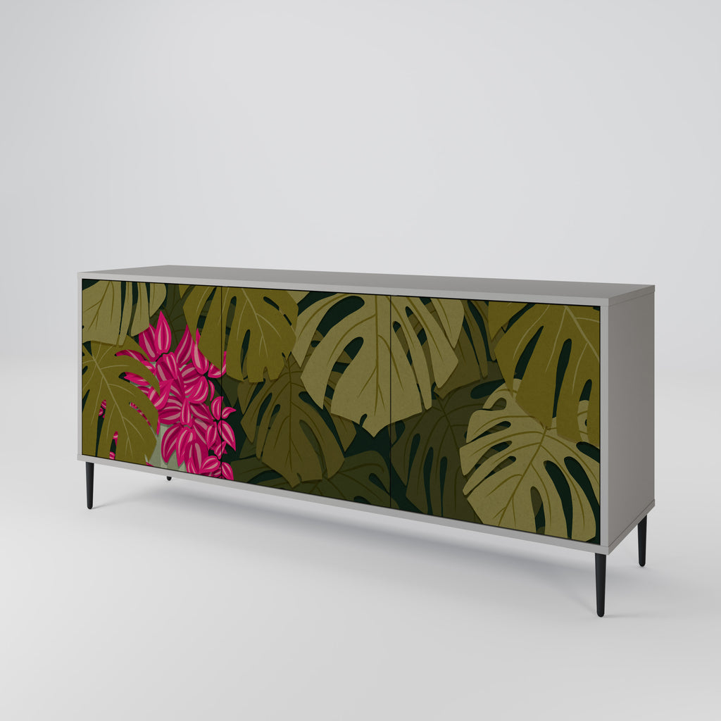 TROPICAL BEAUTY 3-dörrars skänk i grå finish