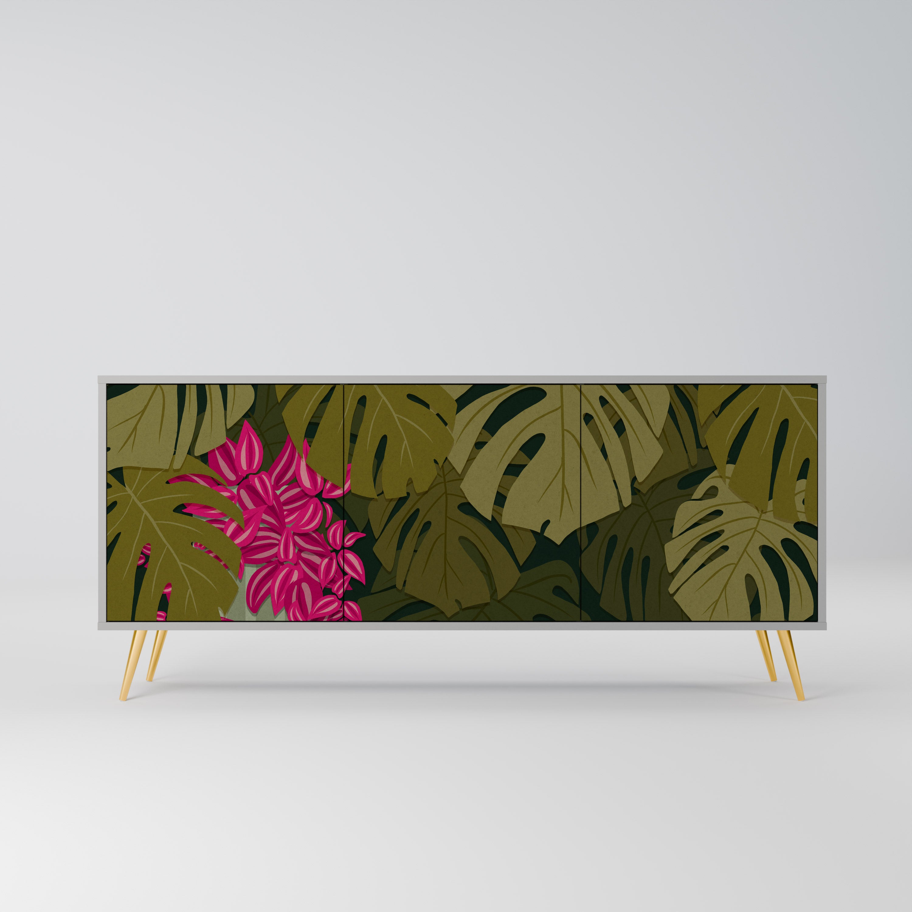 TROPICAL BEAUTY 3-dörrars skänk i grå finish