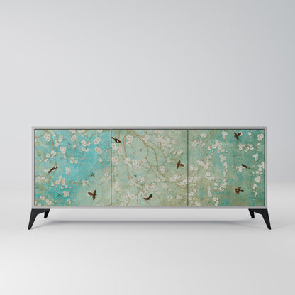 BLOOMING CHARM 3-Door Sideboard in Grey Finish