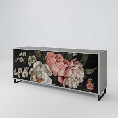 LUSH ELEGANCE 3-Door Sideboard in Grey Finish