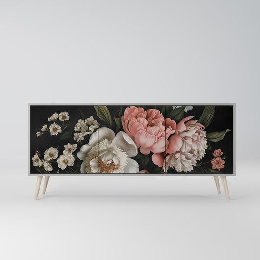 LUSH ELEGANCE 3-Door Sideboard in Grey Finish