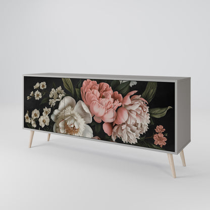 LUSH ELEGANCE 3-Door Sideboard in Grey Finish