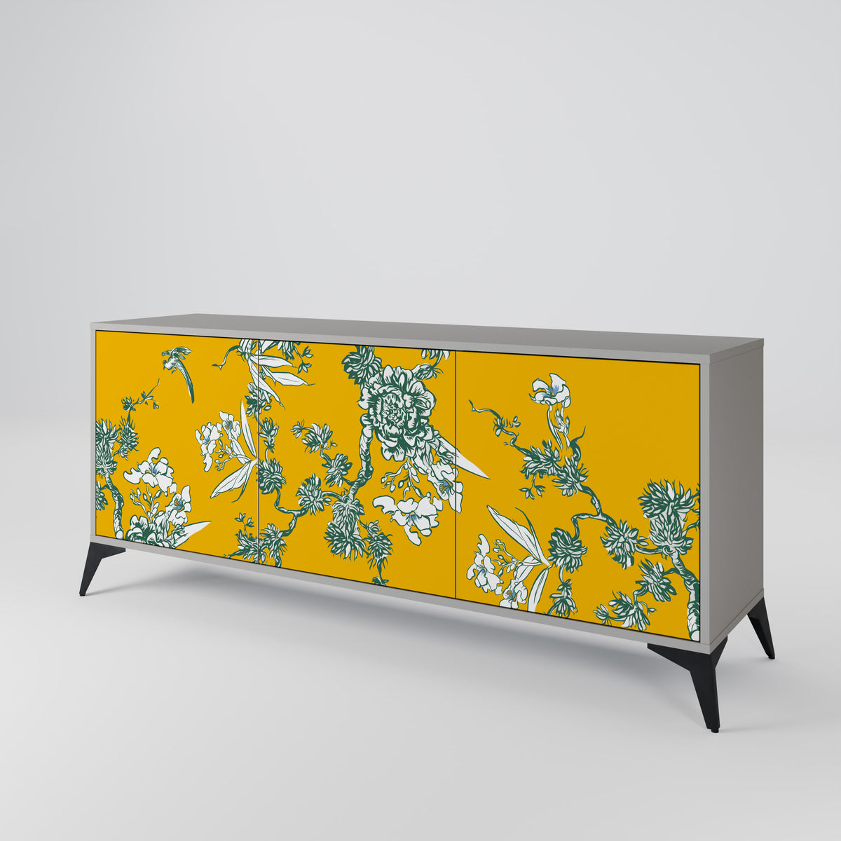 YELLOW CHINOISERIE Skänk med tre dörrar