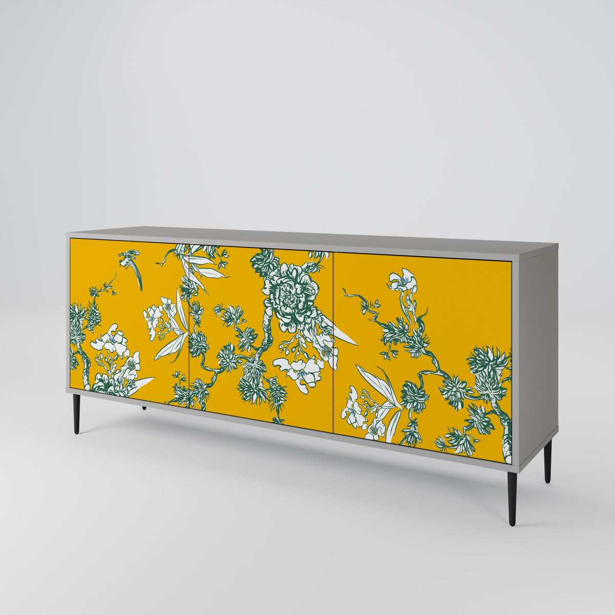 YELLOW CHINOISERIE Skänk med tre dörrar