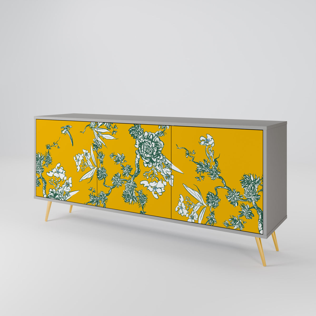 YELLOW CHINOISERIE Skänk med tre dörrar