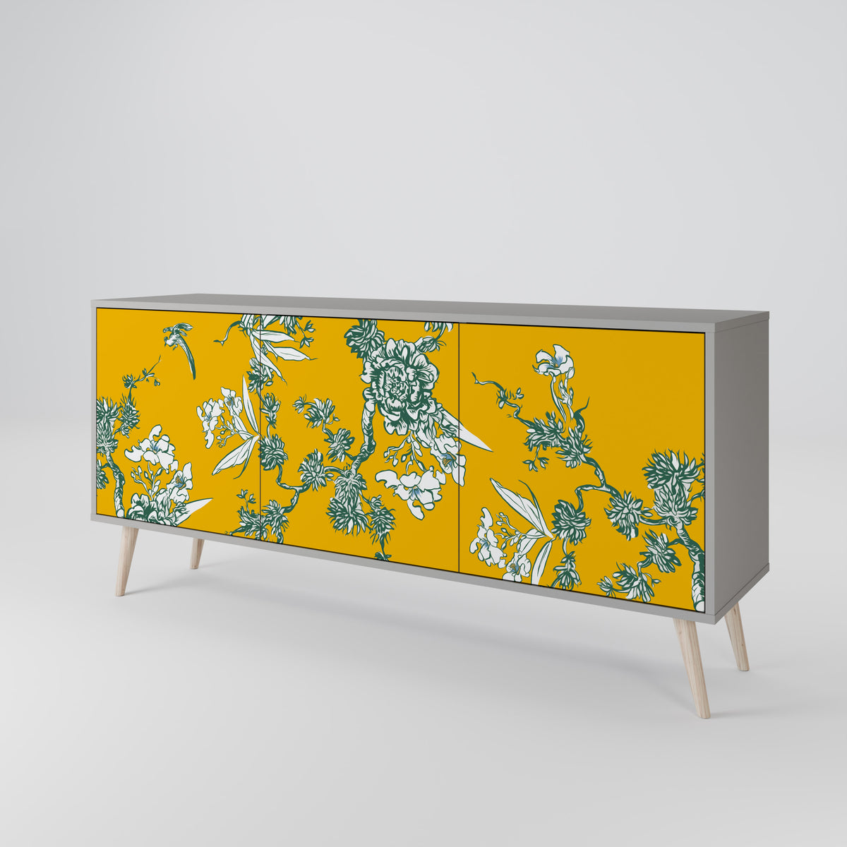 YELLOW CHINOISERIE Skänk med tre dörrar