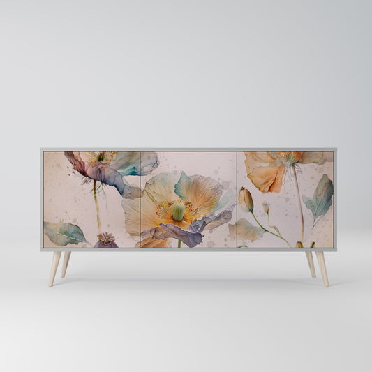 SOFTEN POPPY 3-Door Sideboard in Grey Finish