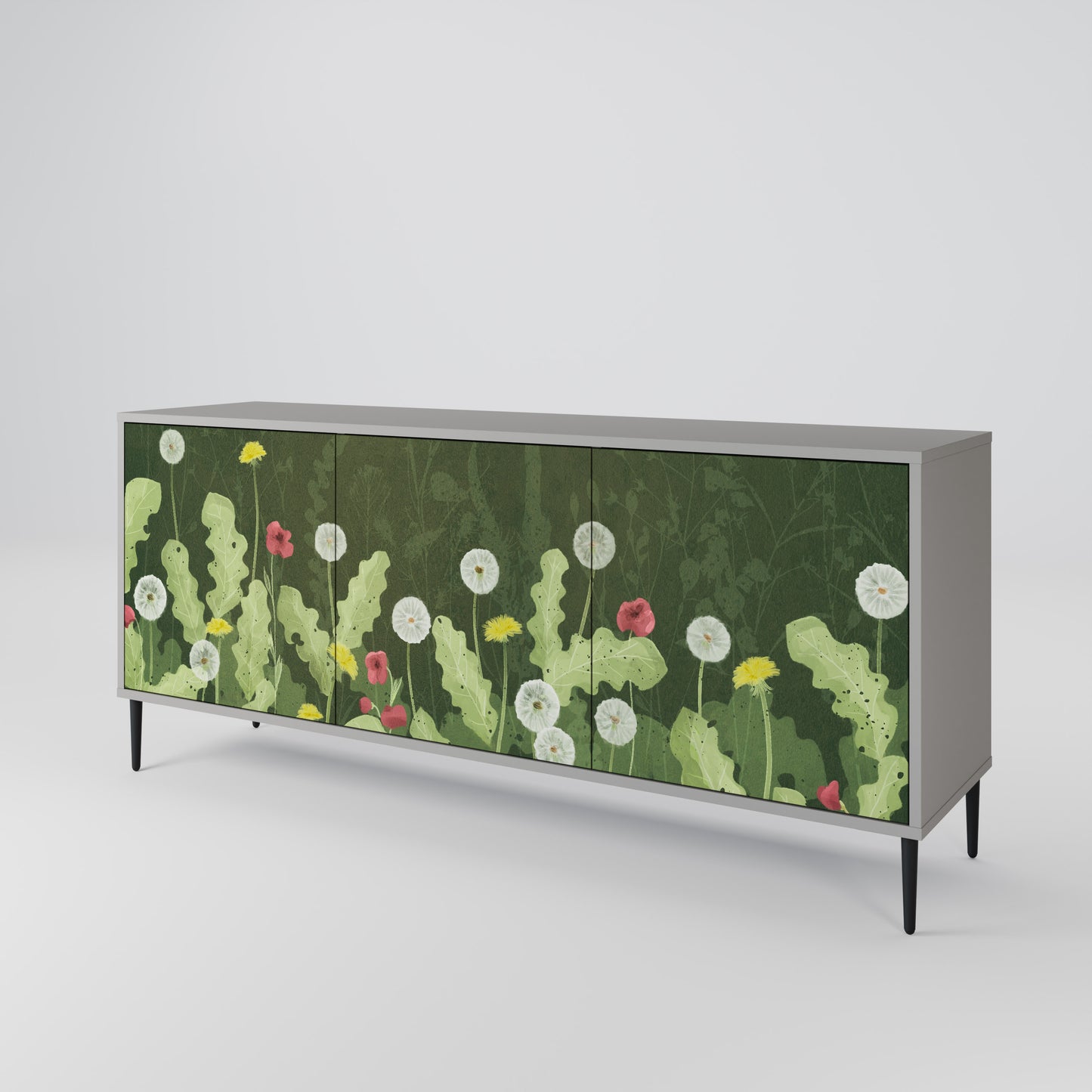 DANDELION AMUSE 3-Door Sideboard in Grey Finish