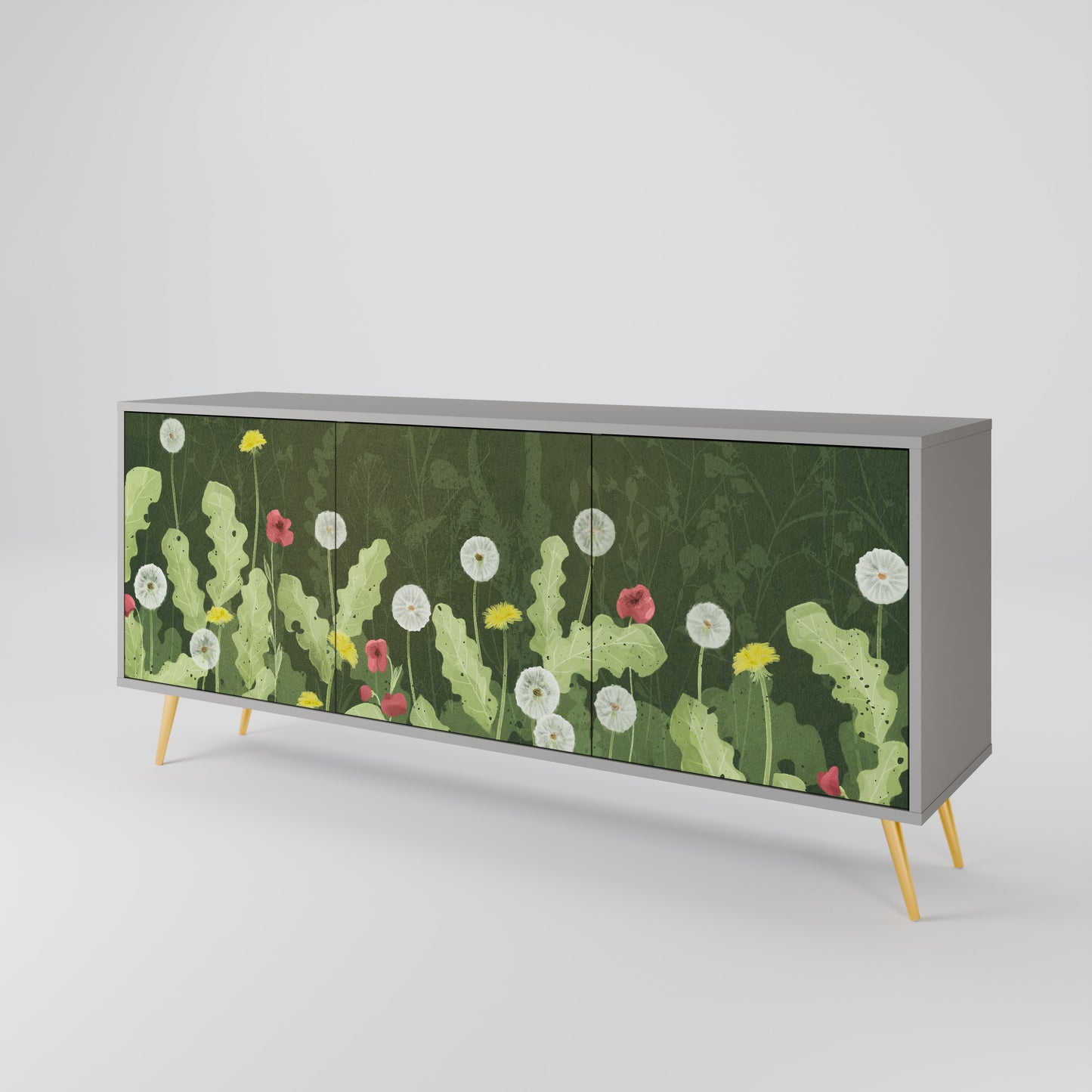 DANDELION AMUSE 3-Door Sideboard in Grey Finish