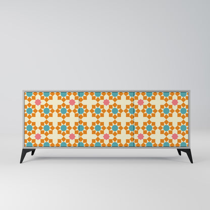 FLORAL DECOR 3-Door Sideboard in Grey Finish