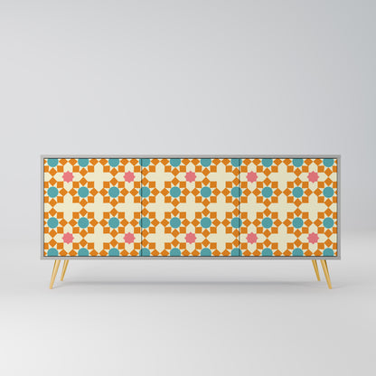 FLORAL DECOR 3-Door Sideboard in Grey Finish