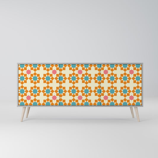 FLORAL DECOR 3-Door Sideboard in Grey Finish