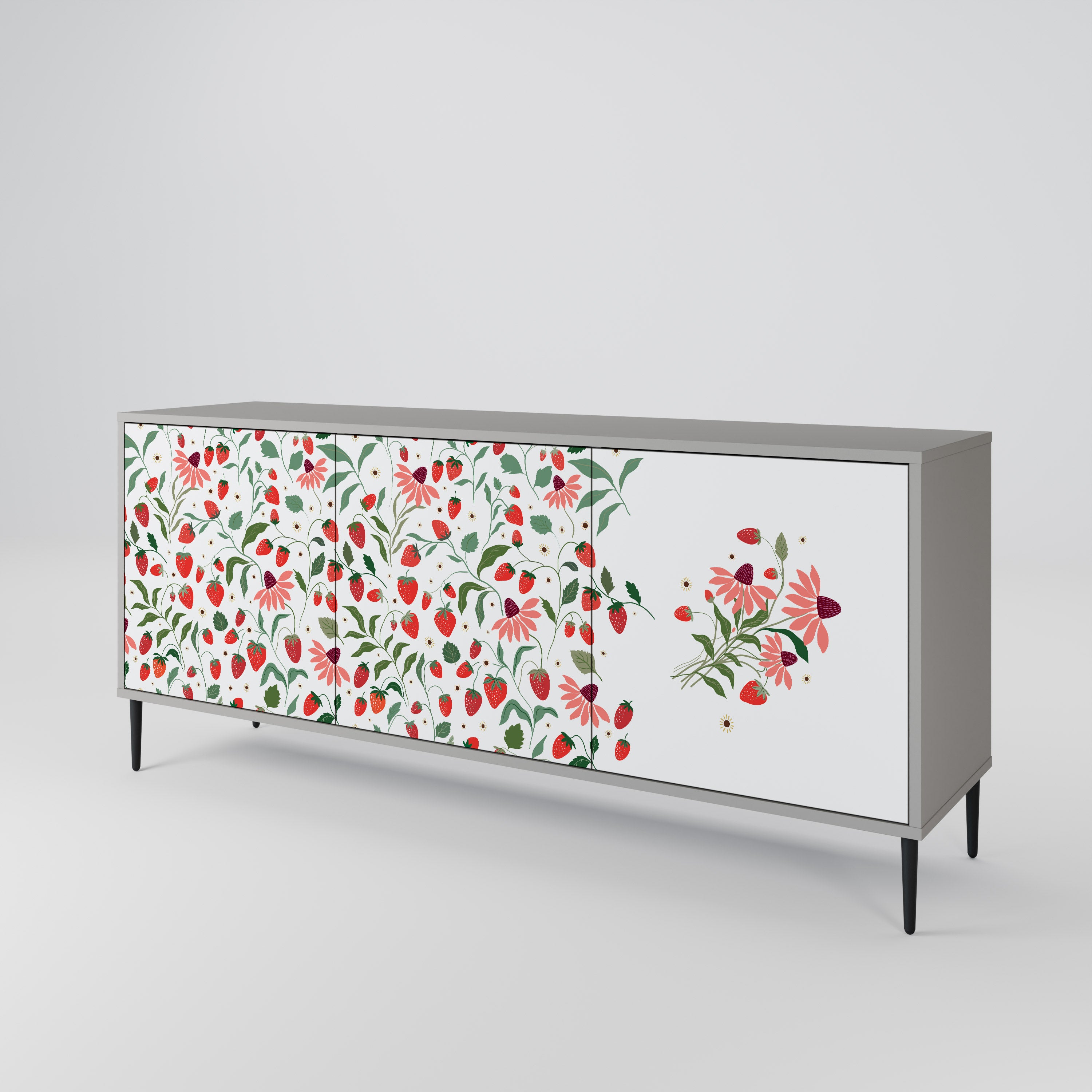 FLOWERS AND STRAWBERRIES 3-Door Sideboard