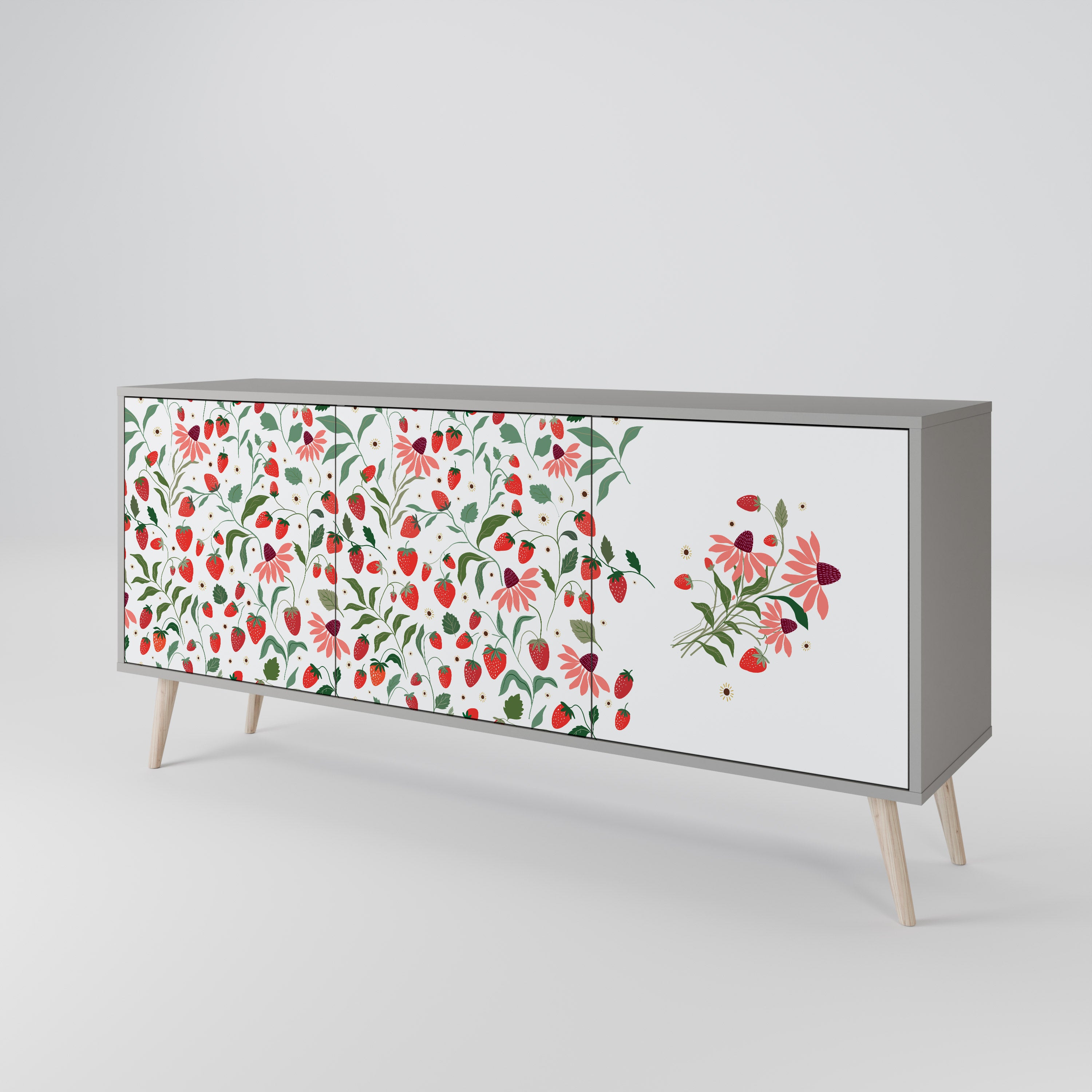 FLOWERS AND STRAWBERRIES 3-Door Sideboard