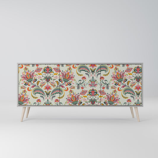 ORGANIC FOLKLORE 3-Door Sideboard in Grey Finish