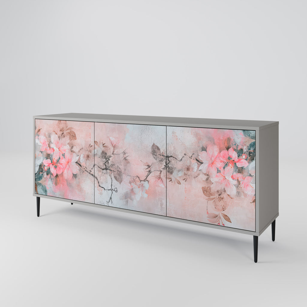 CHERRY BLOSSOM 3-dörrars skänk i grå finish