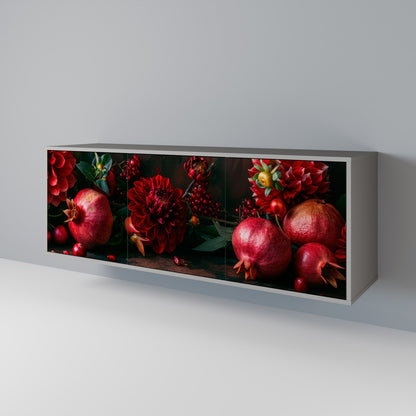 DAHLIAS AND POMEGRANATES Skänk med tre dörrar