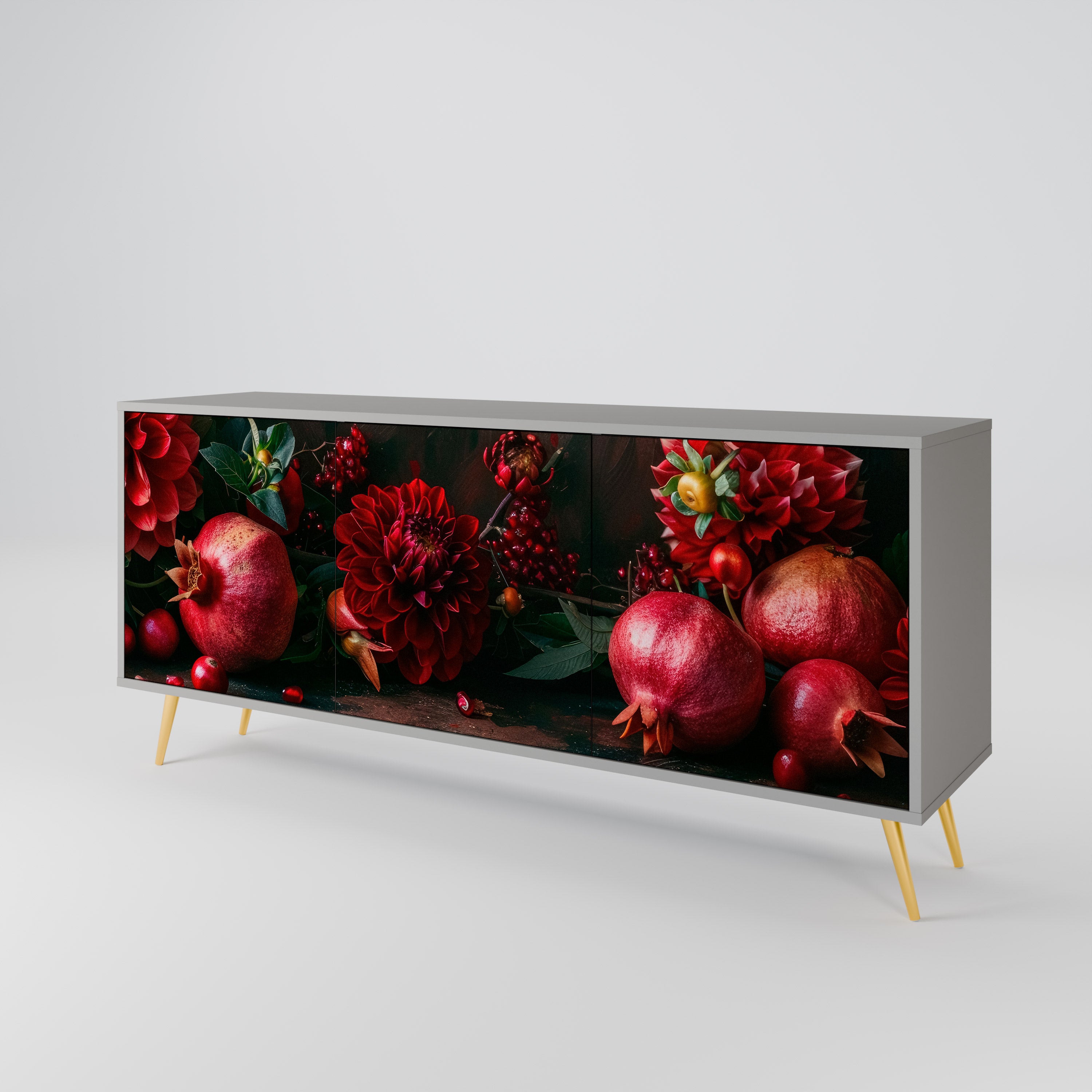 DAHLIAS AND POMEGRANATES 3-Door Sideboard