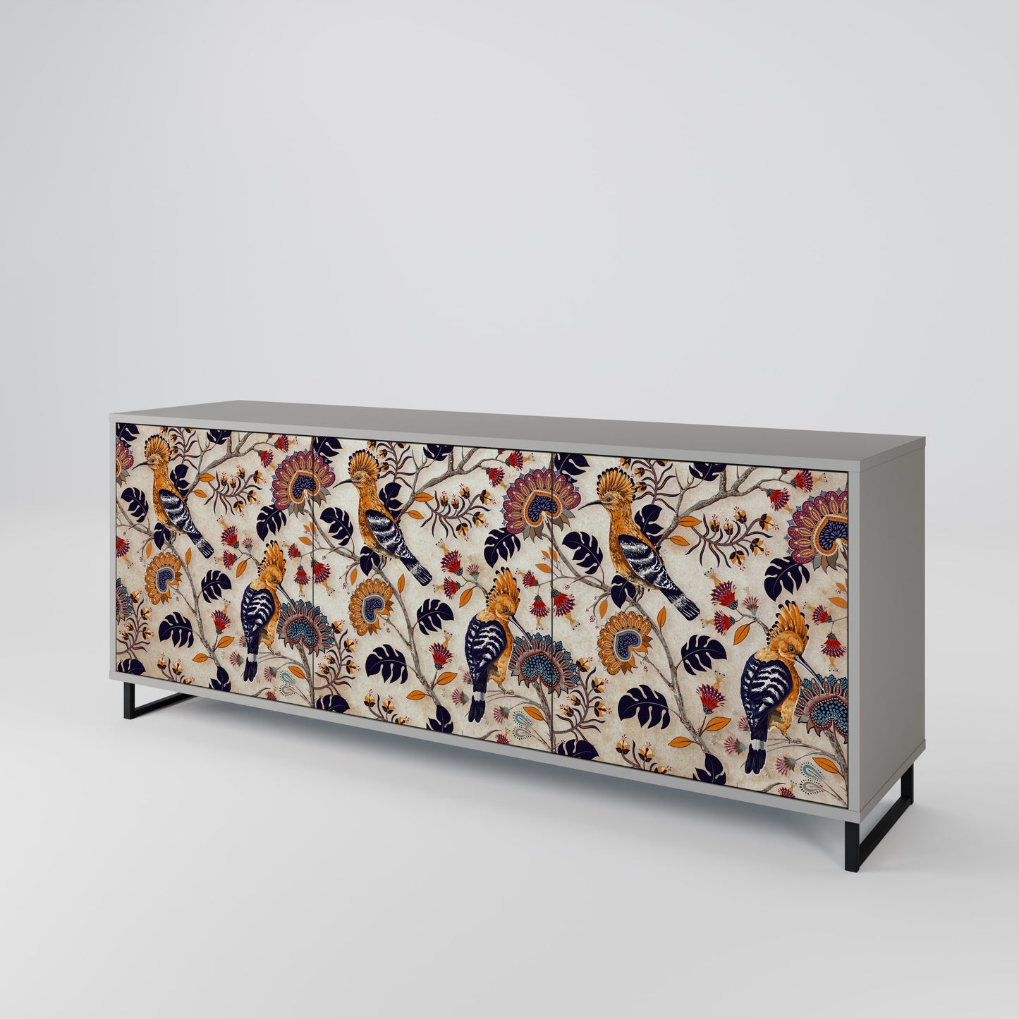 EMINENT HOOPOE 3-Door Sideboard in Grey Finish
