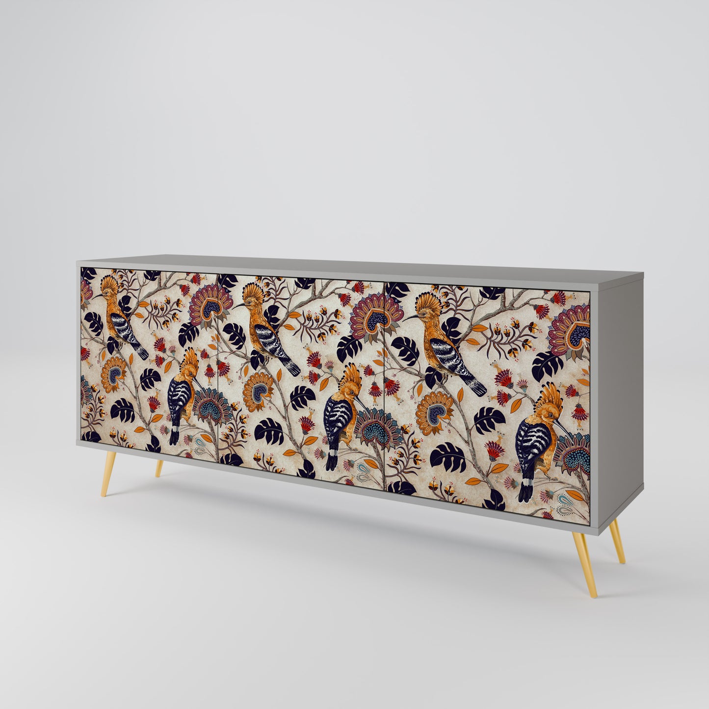 EMINENT HOOPOE 3-Door Sideboard in Grey Finish