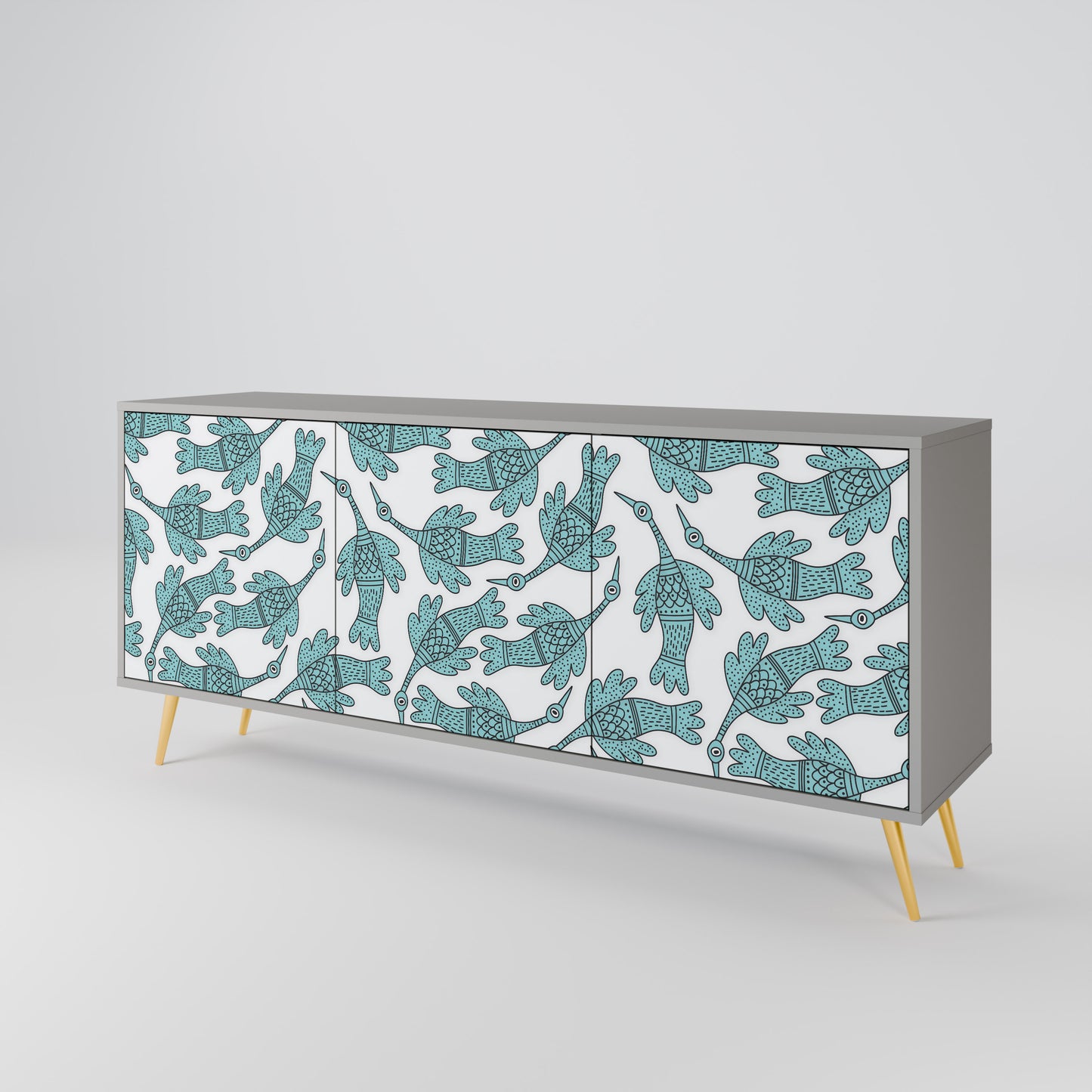 WATERSPOUT SONGIBIRD 3-Door Sideboard in Grey Finish