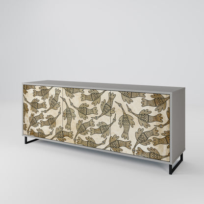 ALMONDINE SONGBIRD 3-Door Sideboard in Grey Finish