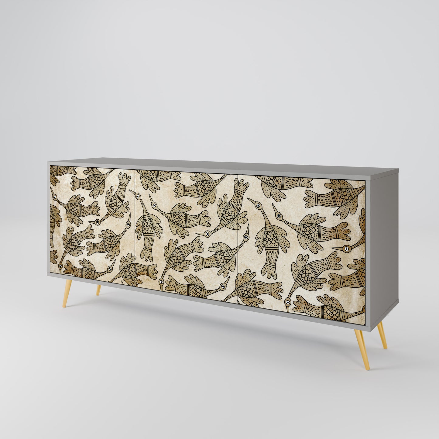ALMONDINE SONGBIRD 3-Door Sideboard in Grey Finish