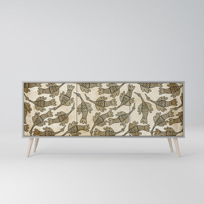 ALMONDINE SONGBIRD 3-Door Sideboard in Grey Finish