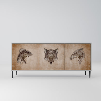STEAMPUNK CLAN 3-Door Sideboard in Grey Finish