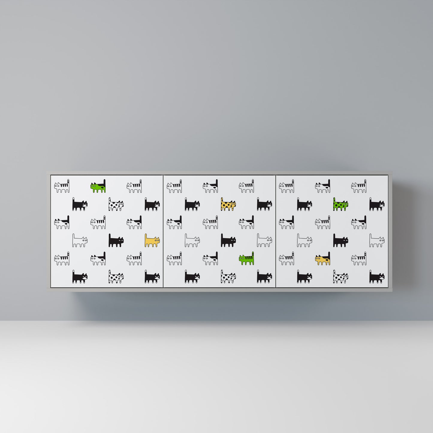CATS COMPILATION 3-Door Sideboard in Grey Finish