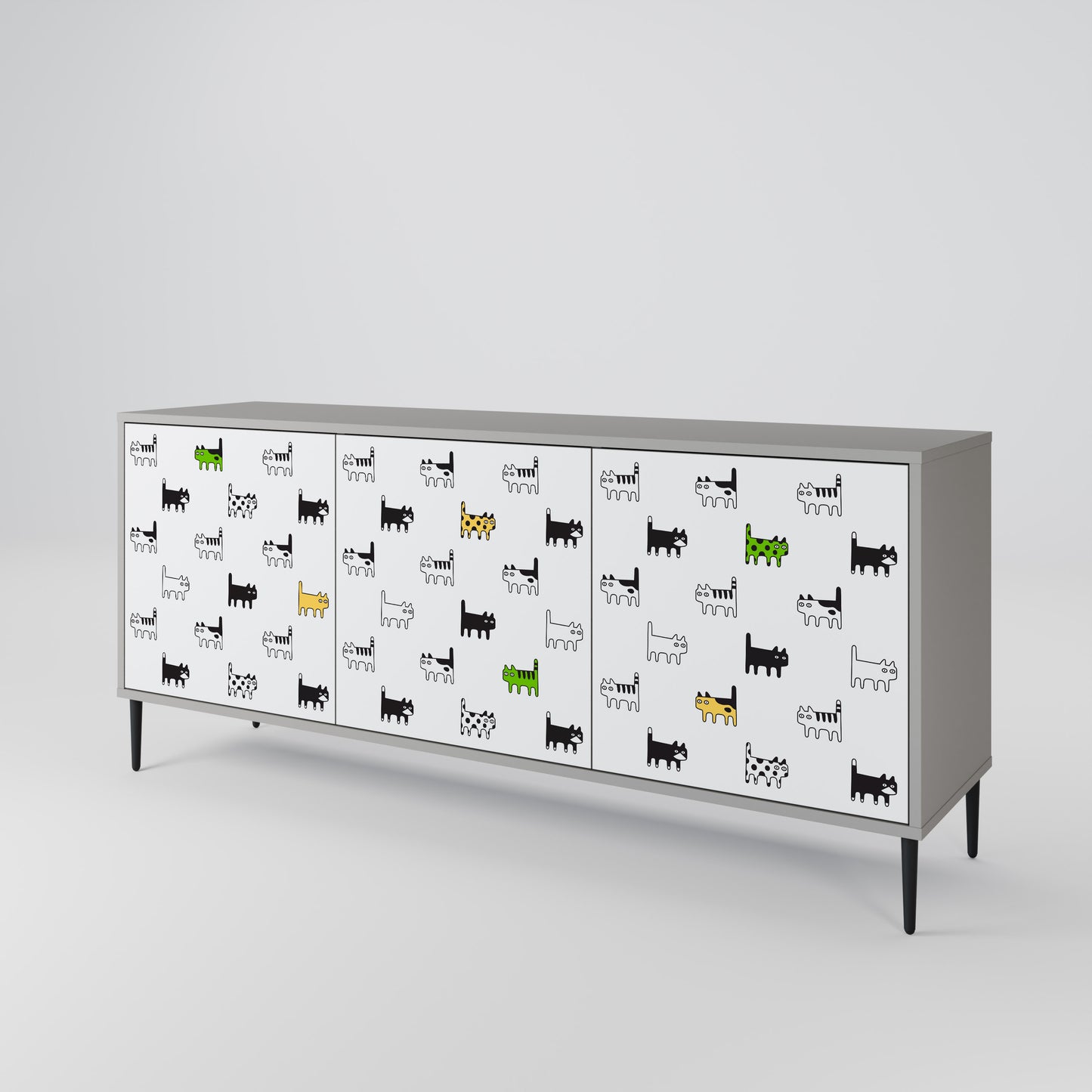 CATS COMPILATION 3-Door Sideboard in Grey Finish