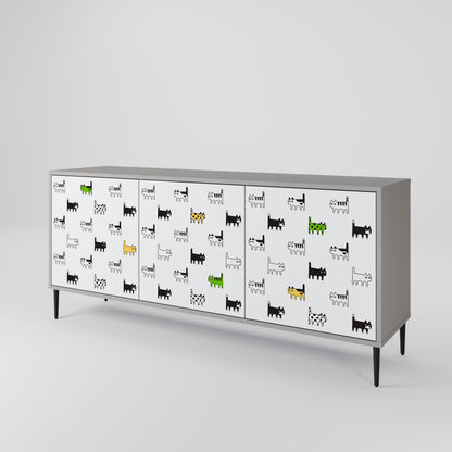 CATS COMPILATION 3-Door Sideboard in Grey Finish
