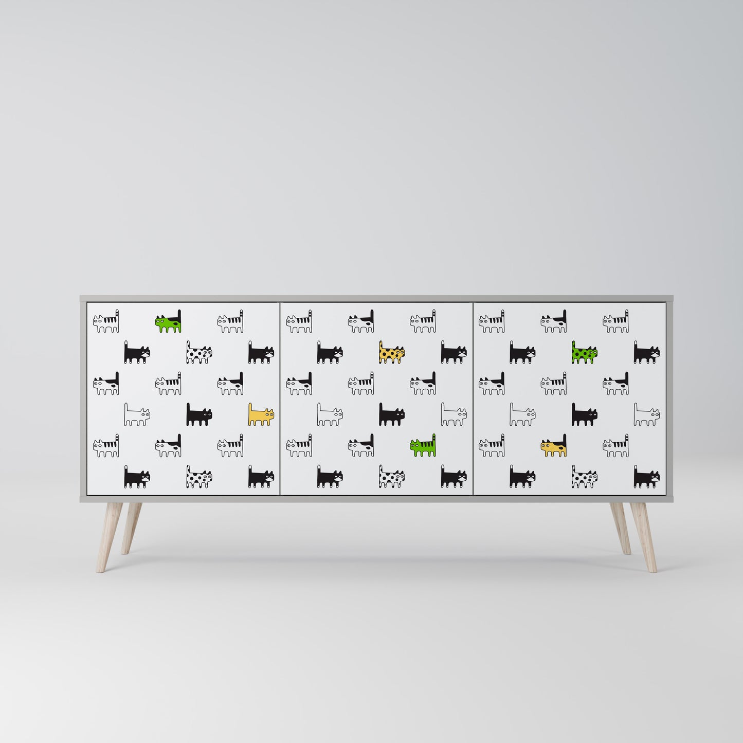 CATS COMPILATION 3-Door Sideboard in Grey Finish