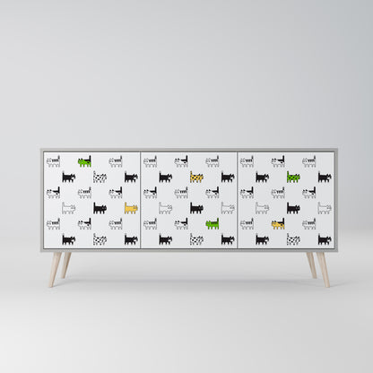 CATS COMPILATION 3-Door Sideboard in Grey Finish