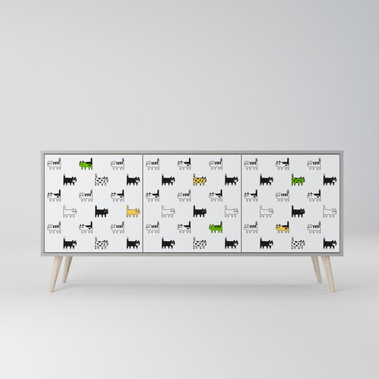 CATS COMPILATION 3-Door Sideboard in Grey Finish