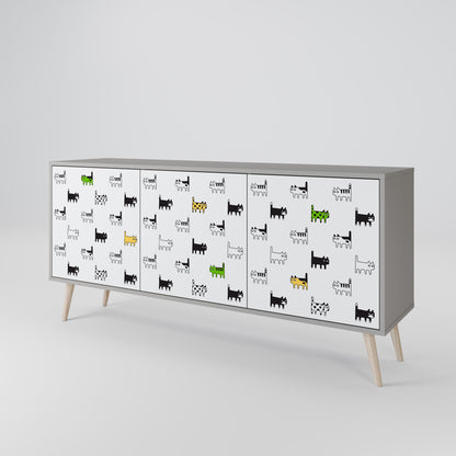 CATS COMPILATION 3-Door Sideboard in Grey Finish