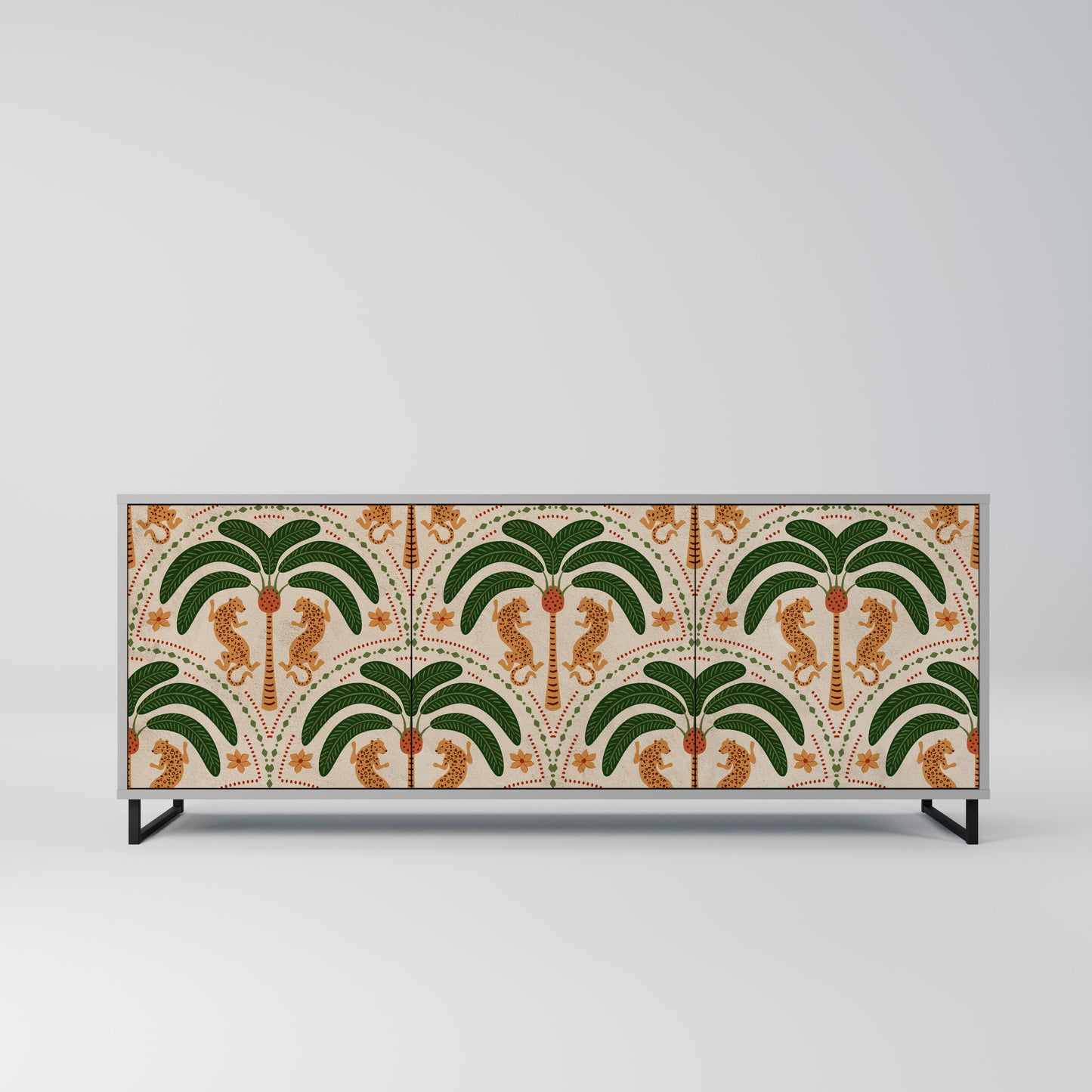 DANCING PREDATORS 3-Door Sideboard in Grey Finish