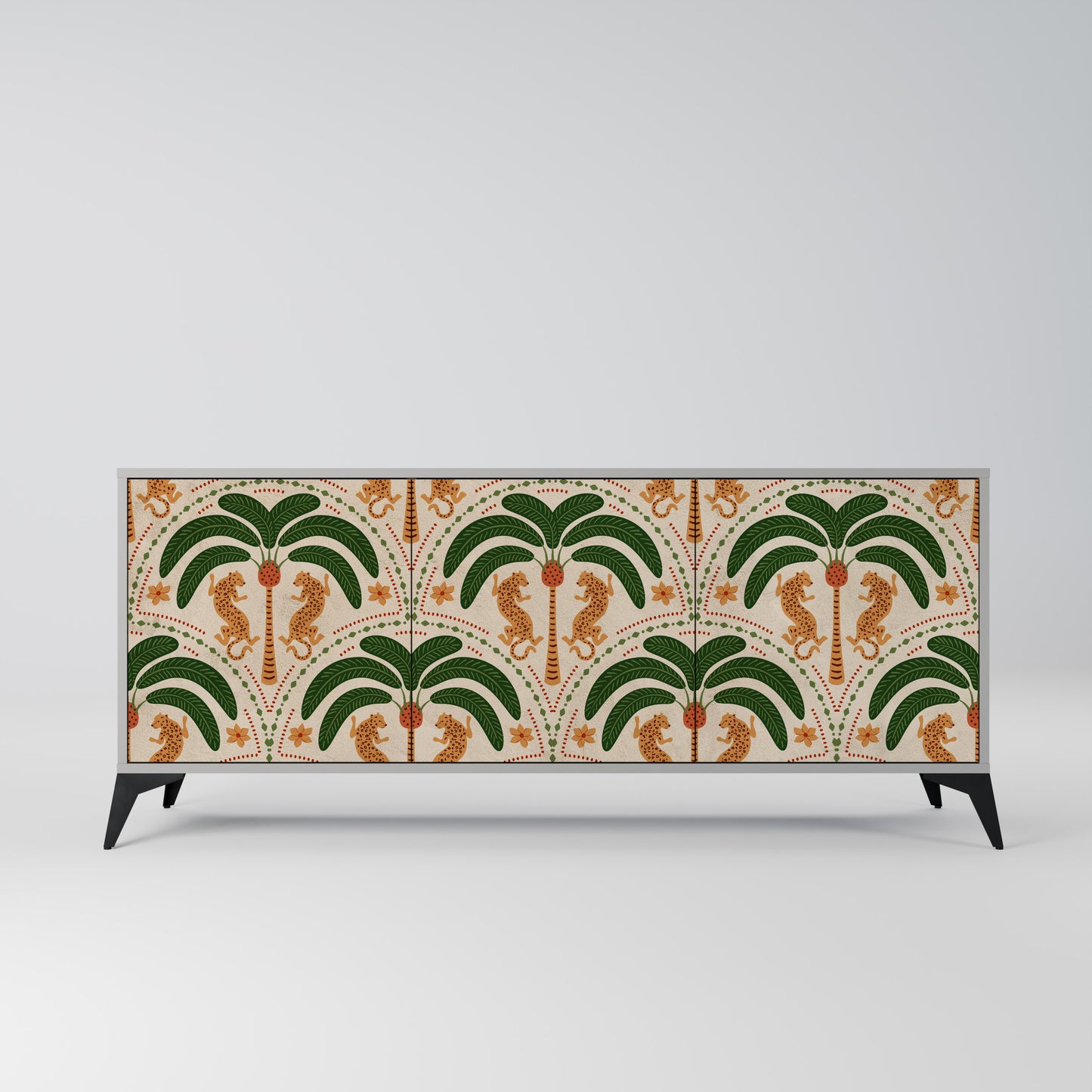DANCING PREDATORS 3-Door Sideboard in Grey Finish