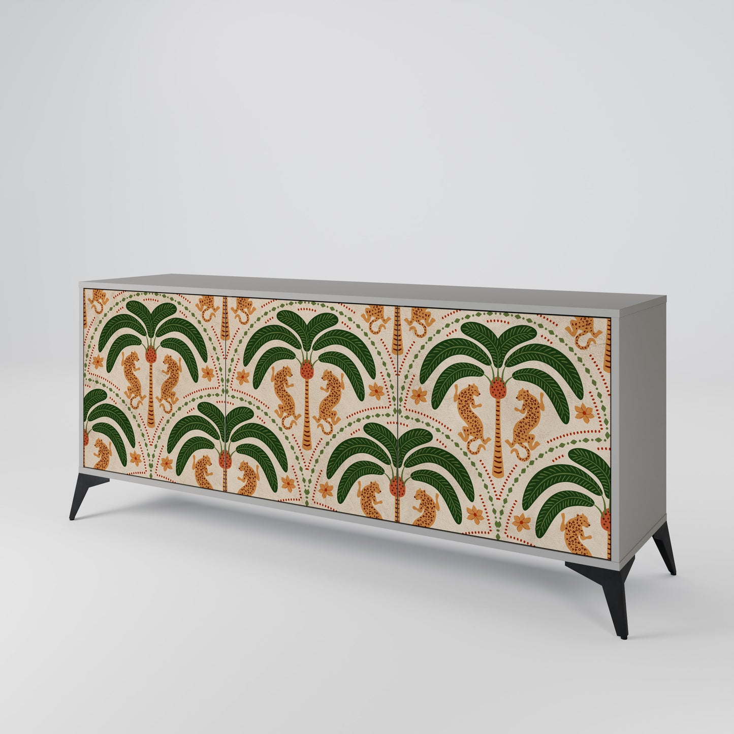 DANCING PREDATORS 3-Door Sideboard in Grey Finish
