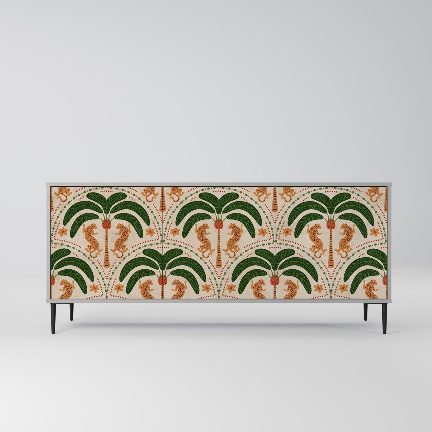 DANCING PREDATORS 3-Door Sideboard in Grey Finish