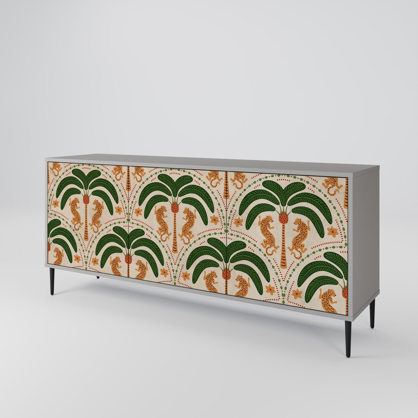 DANCING PREDATORS 3-Door Sideboard in Grey Finish