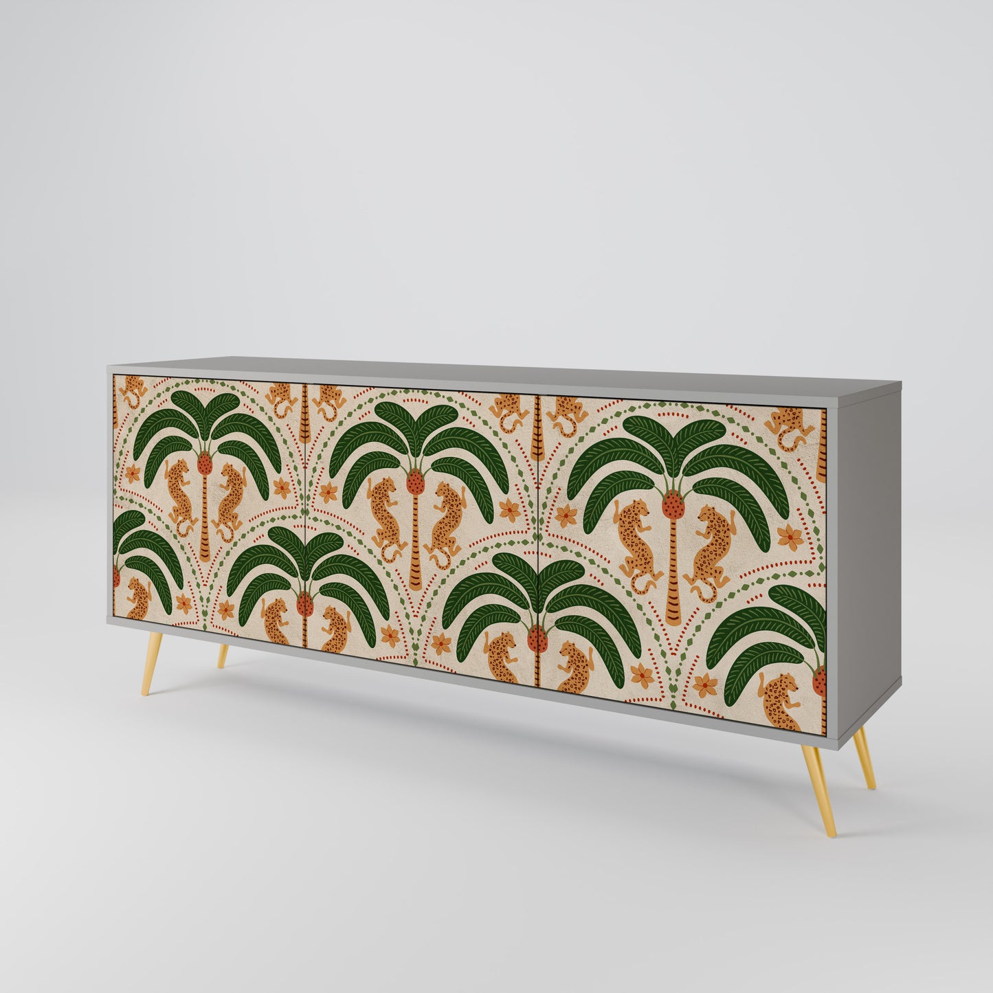 DANCING PREDATORS 3-Door Sideboard in Grey Finish