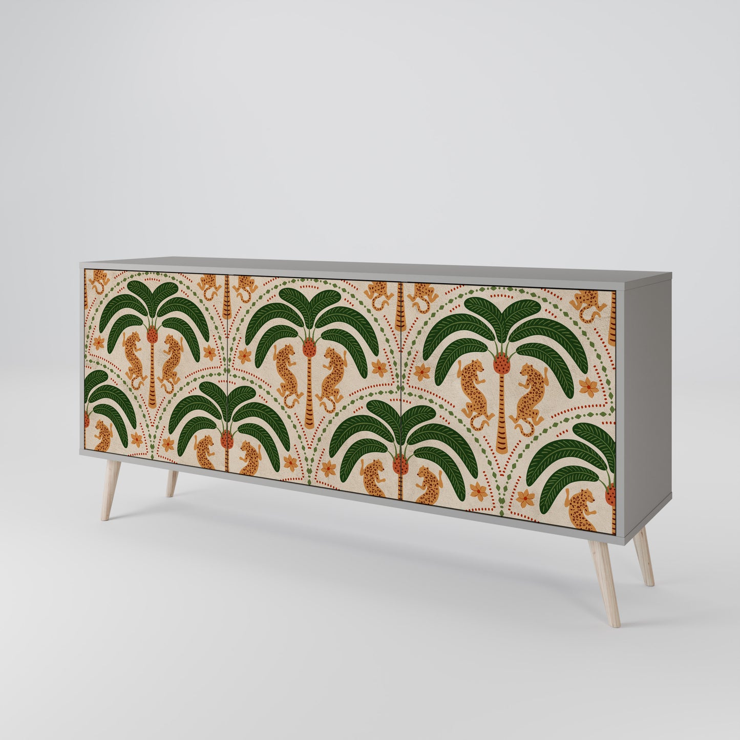 DANCING PREDATORS 3-Door Sideboard in Grey Finish