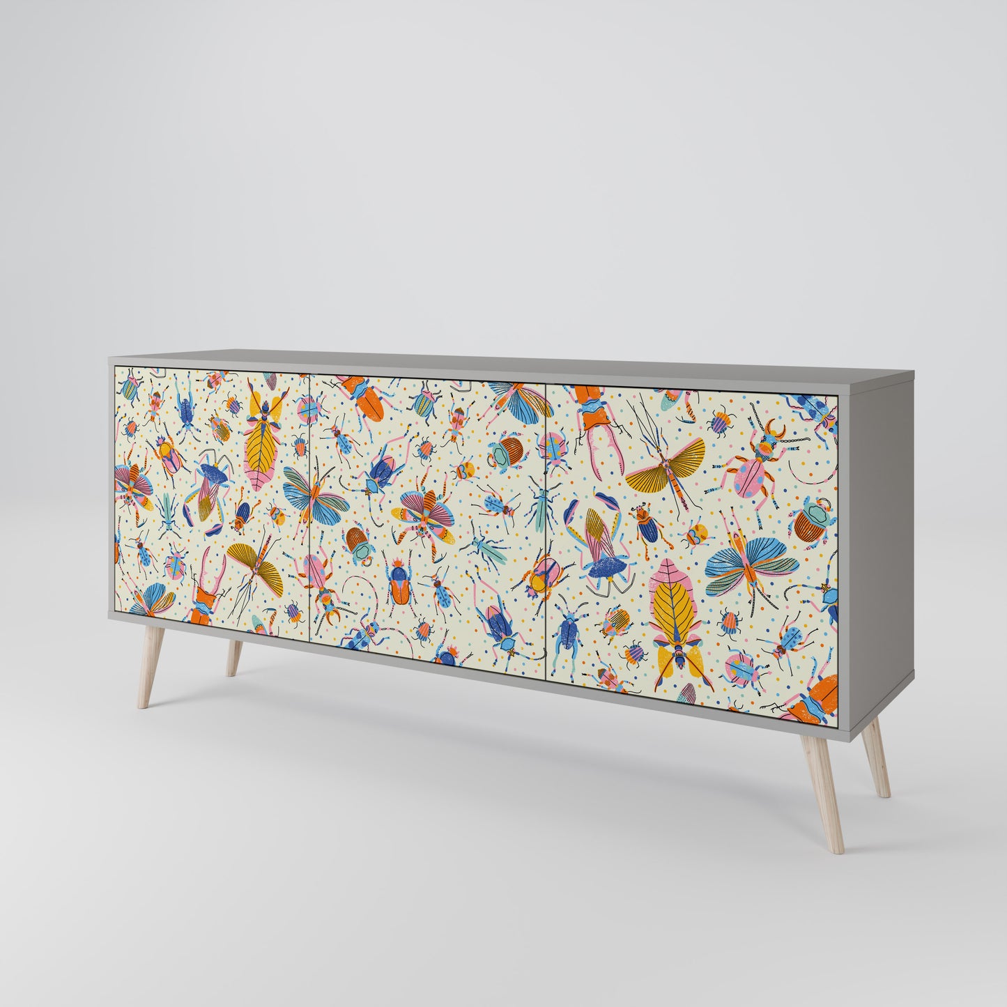 COLORFUL INSECTS Skänk med tre dörrar