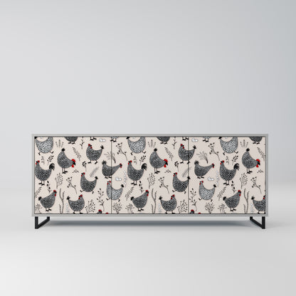 HAPPY HENS 3-Door Sideboard in Grey Finish